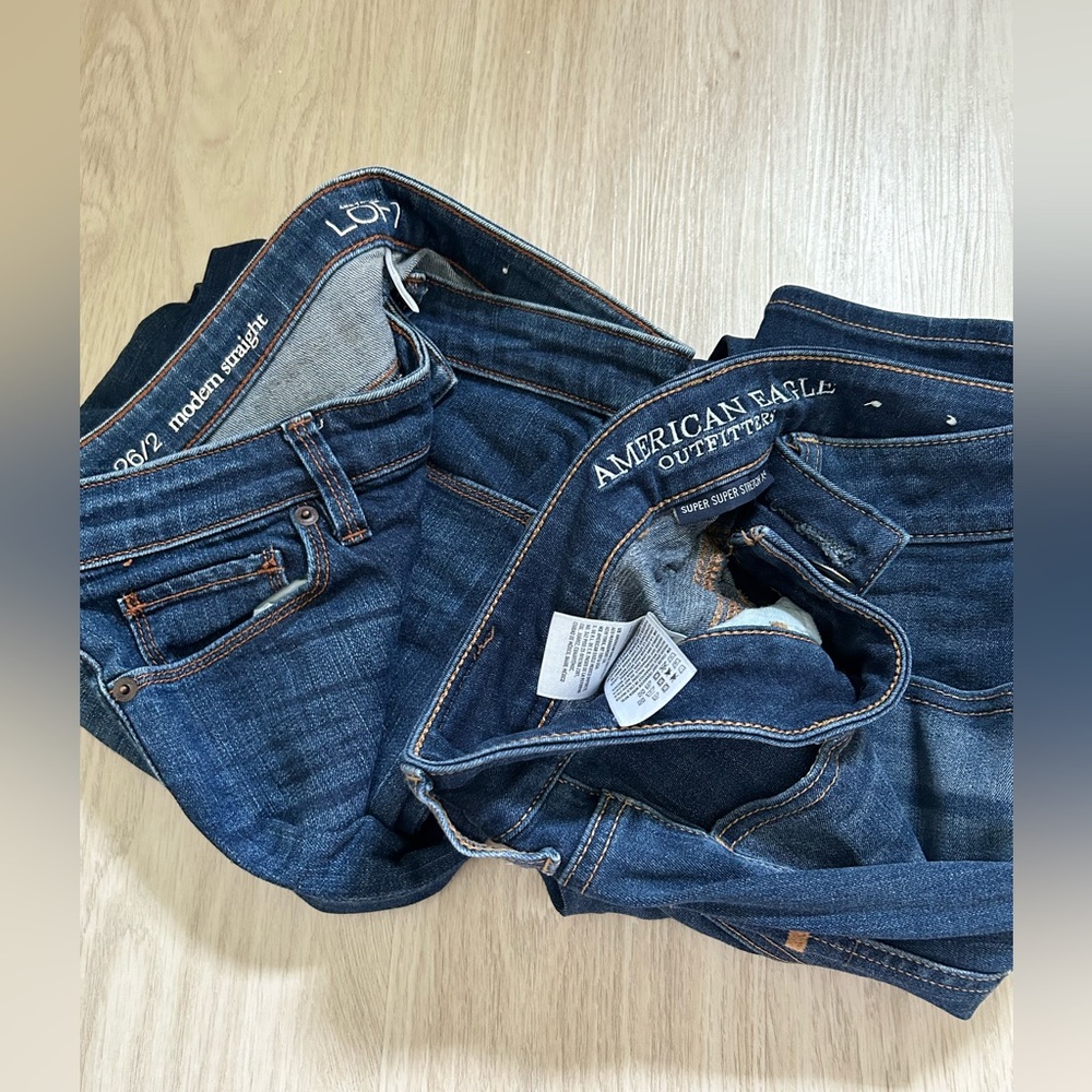 Two pairs of women’s jeans: American Eagle & Loft